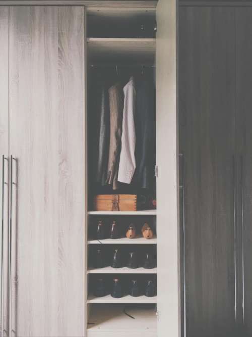 wardrobe closet cabinet door open