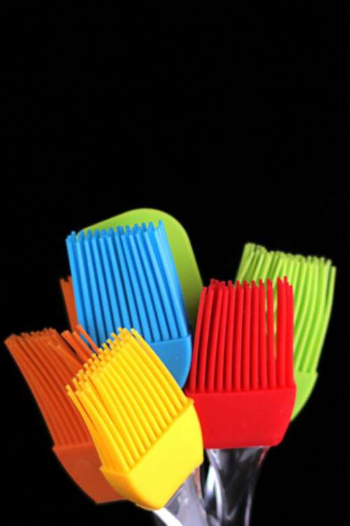 isolated pastry brushes colorful bake