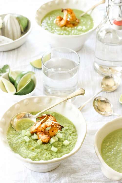 bowl food white green spoon