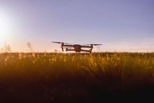 large drone sunset field sun