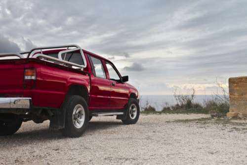 red offroad truck pickup car