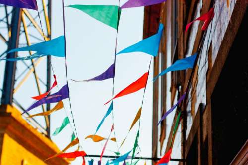 colorful flaglets building festival celebration