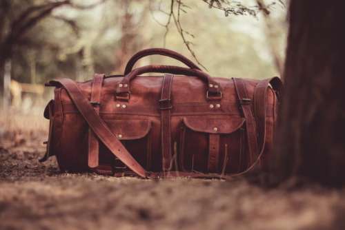 handbag leather brown blur tree