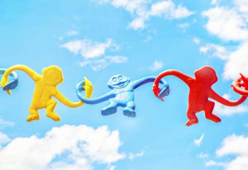 sky clouds art puppet monkey