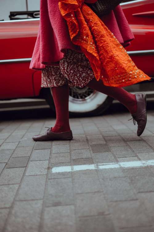 people woman walking street shoe