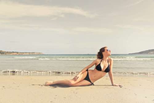 woman pose bikini beach travel