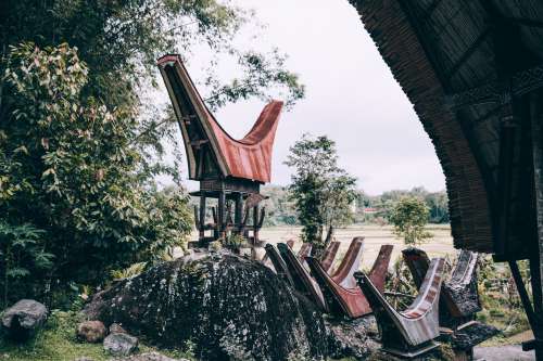 Indonesian Architecture Borders Lush Jungle Photo
