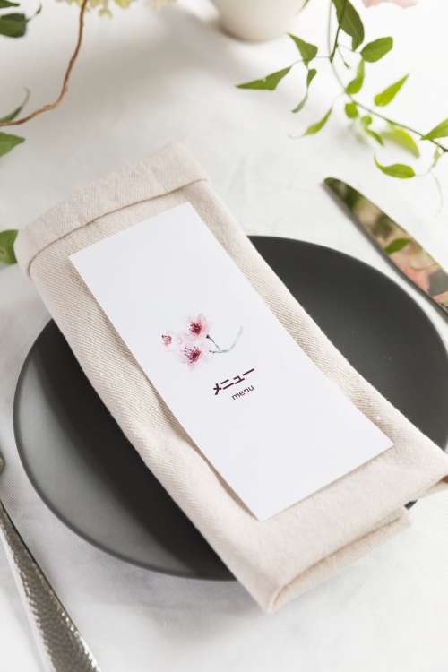 Linen Napkin On A Restaurant Table Photo
