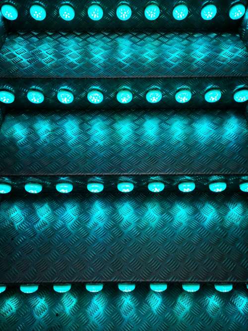 Teal Lit Steps Photo