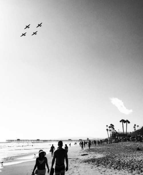 Beach ocean sand Fourth of July planes