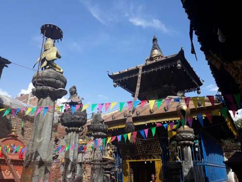 Nepal Asia pagoda festival flags