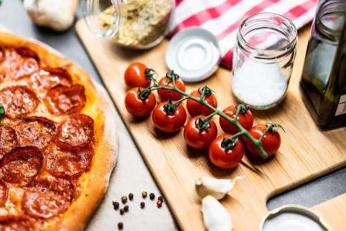 Cherry Tomatoes and Pizza Free Photo