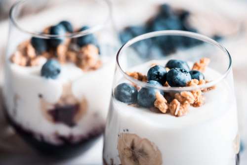 Fitness Müsli Breakfast with Blueberries Free Photo