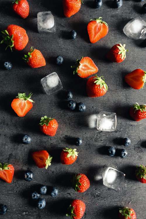 Strawberries and Blueberries Free Photo