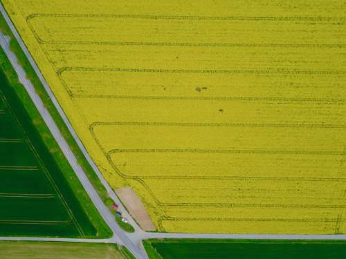 Aerial View Field Agriculture Landscape