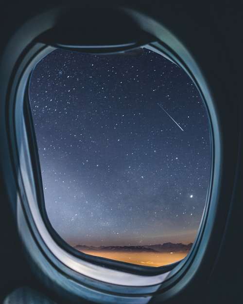 Airplane Window Milkyway Shootingstar Meteorid Sky