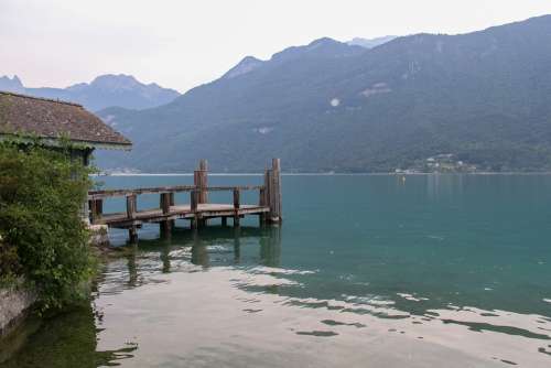 Annecy Lake Nature Water Landscape Calm Mountain