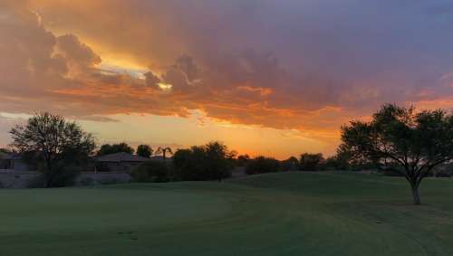 Arizona Golf Sunset Storm Dark Dusk Clouds