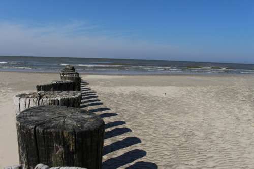 Beach Ameland Hollum Piles Sea Sand