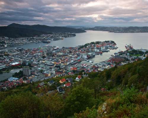 Bergen Cloud Colourful Sea Mountains Landscape