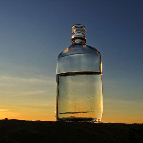 Bottle Sunset Horizon Beach Sky Water Glass Dusk