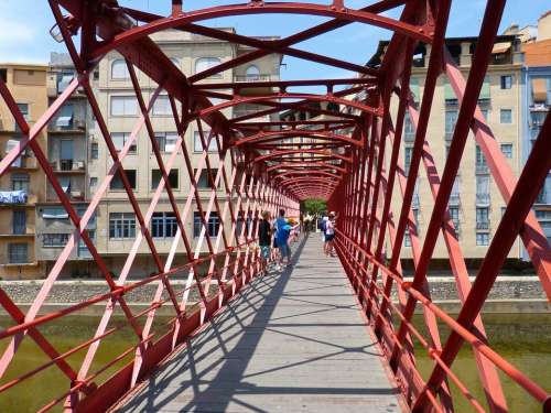 Bridge Iron Structure Cross River Girona Onyar
