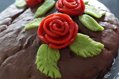 Cake Delicious Roses Decoration Eat Chocolate