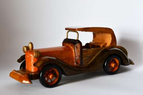 Car Wood Model Game Vehicle Old Color Lying