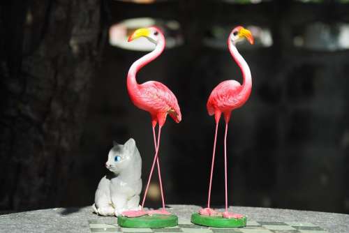 Cat Flamingo Animals Statue