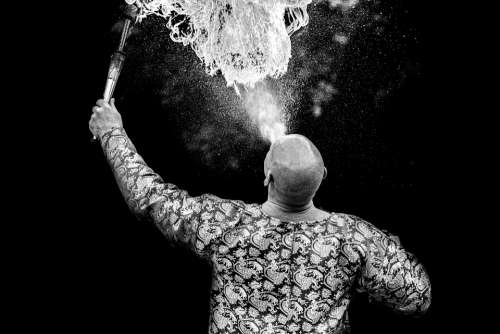 Circus The Fire-Breathing Fire Black And White