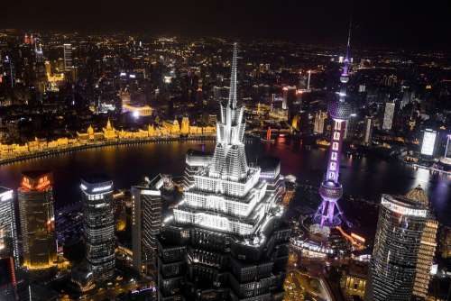 City Skyline Cityscape China Shanghai Modern