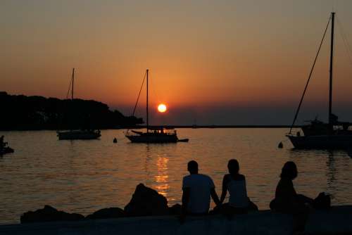 Croatia Sunset Sea Water Adriatic Sea Vacations