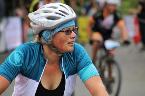 Cyclist Cycling Helmet She Bike Race Perseverance