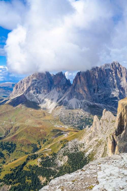 Dolomites Sassolungo Plattkofel Alpine Panorama