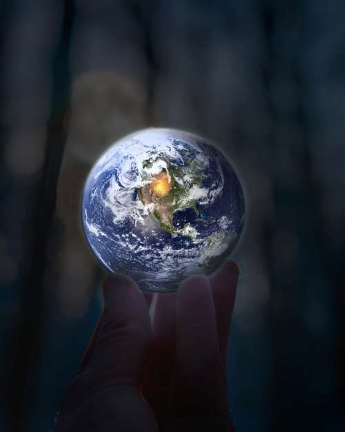 Earth Hand World Planet Ecosystem Hands Moon War