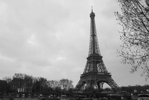 Eiffel Tower Grey Black White Vintage Sadness