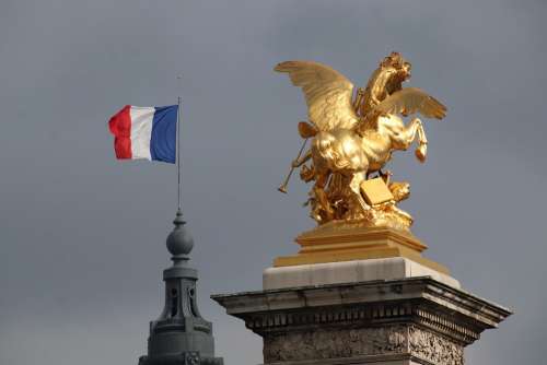 Flag France Monument Paris Sculpture Gilded Bronze