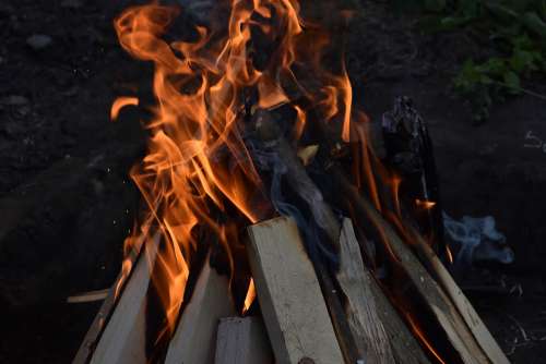Flames Fire Hot Fireplace Wood