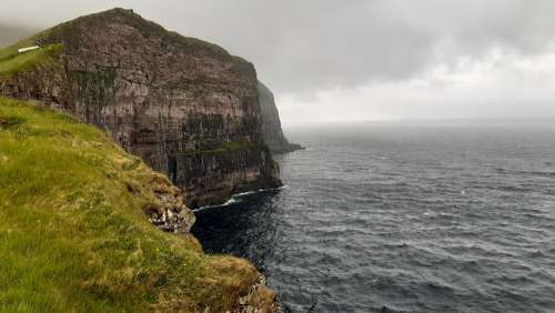 Gjógv Faroe Islands Cliff Nature Cloudy