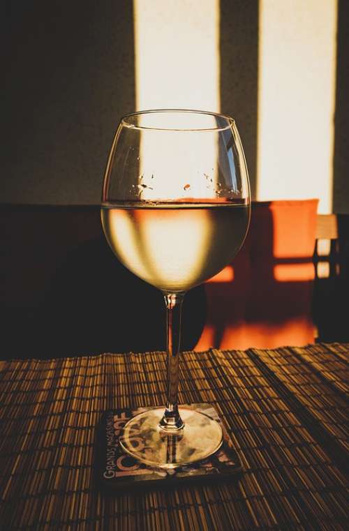 Glass Wine White Wine Glass Of Wine Drink Sunset