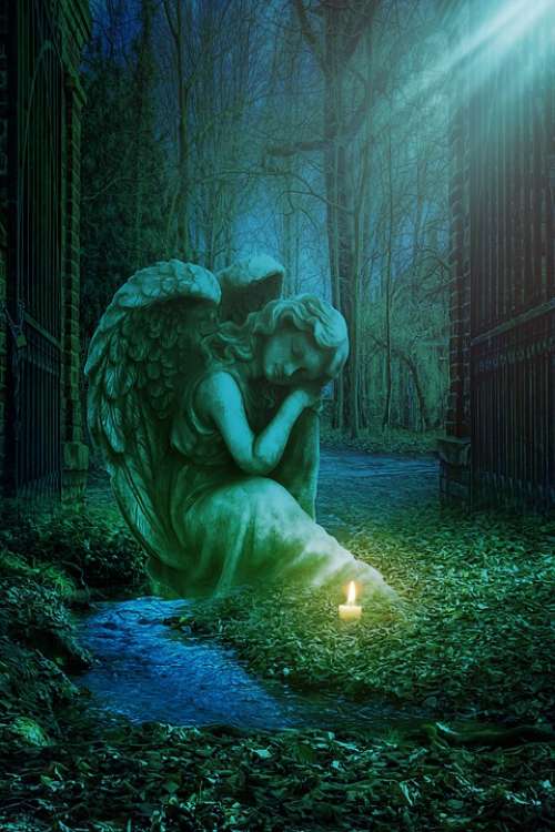 Gothic Fantasy Dark Angel Gates Cemetery