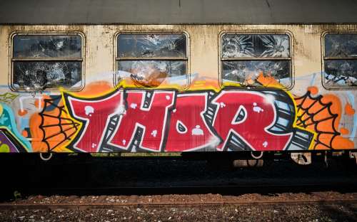 Graffiti Thor Window Shard Broken Dare Railway