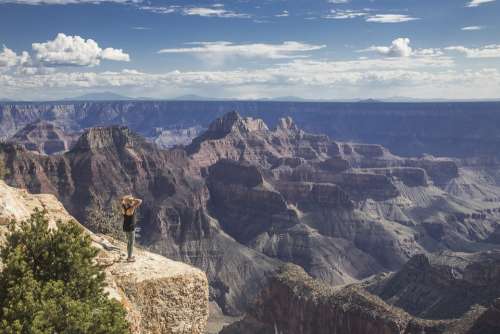 Grand Canyon Woman Awe Arizona People Nature