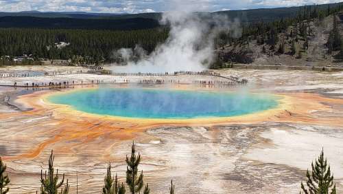 Grand Prismatic Spring Yellowstone Pool Steam