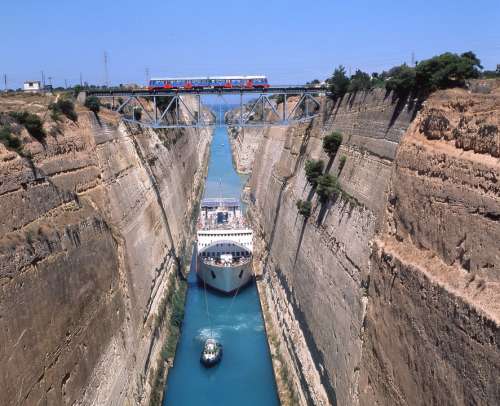 Greece Isthmus Boat Channel Corinth