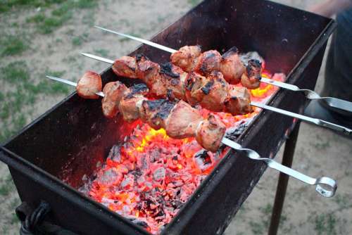 Grill Nature Rest Mood Vacation Fire Coals Kebab