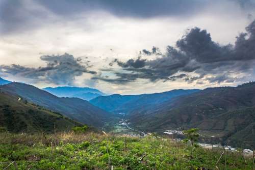 Hills Clouds Nature Grass