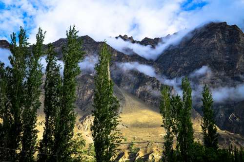 Hunza Landscape Mountains Cones Nature Rocks