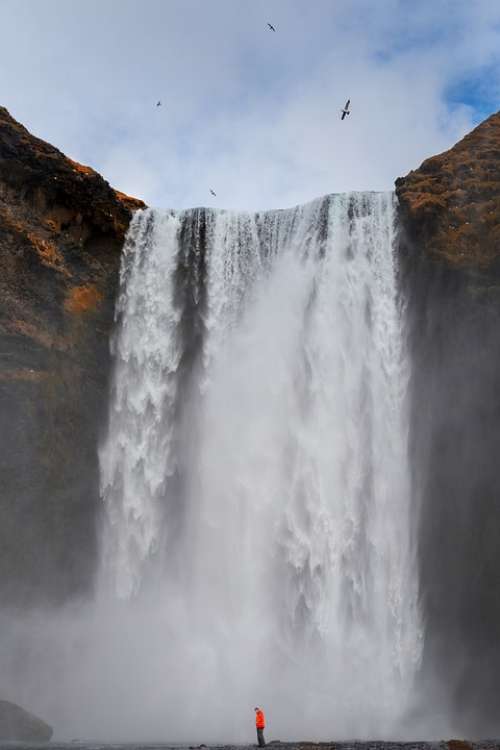 Iceland Skogafoss Waterfall April Outdoor Landmark