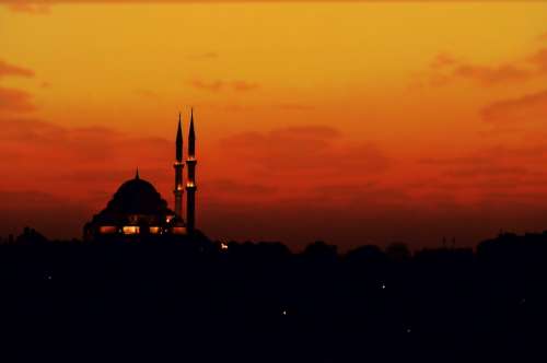 Istanbul Silhouette City Sunset Sun Turkey Sky